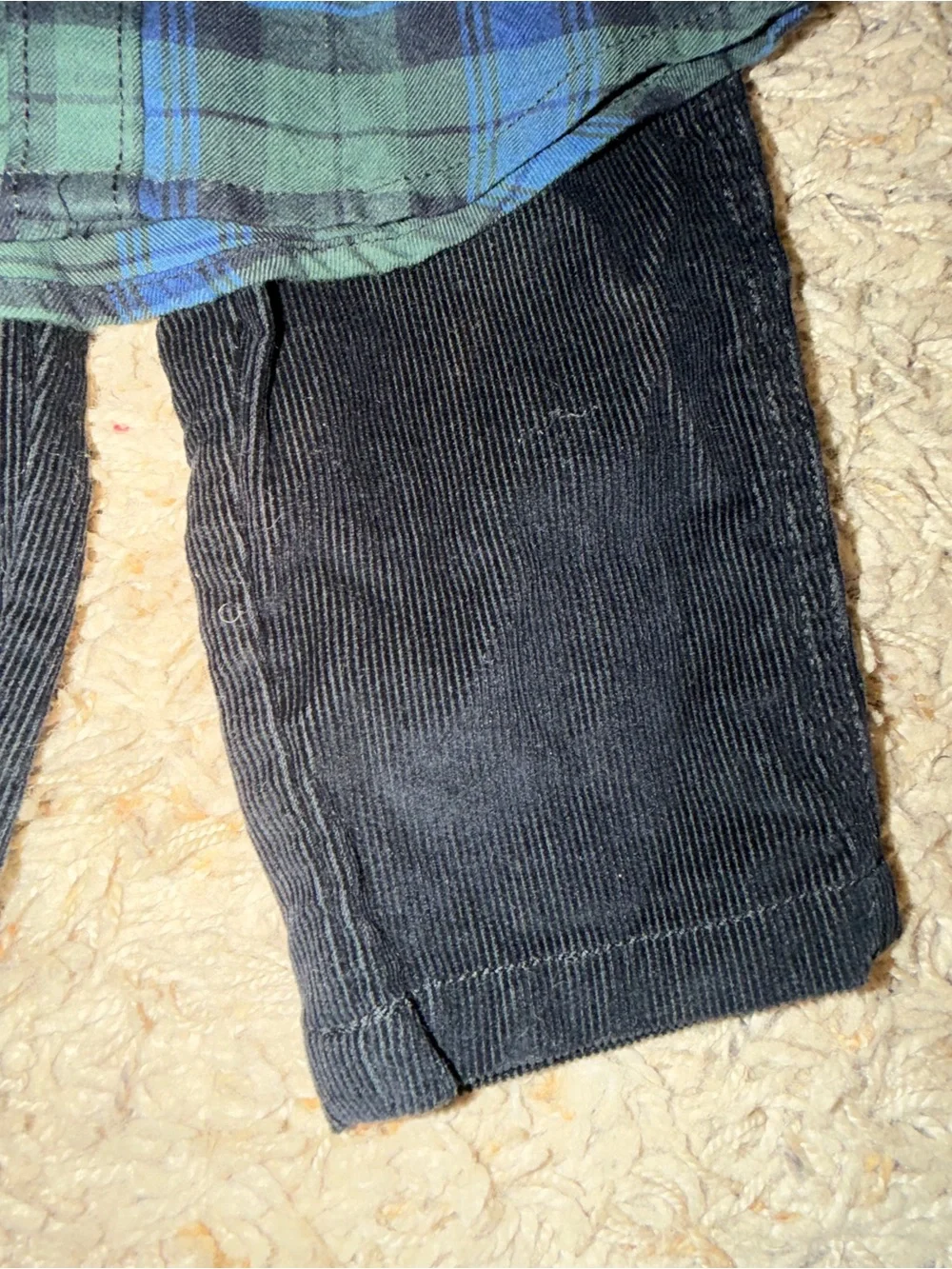 Carter new size 9 months set - Plaid Button-Up Shirt with corduroy black pants